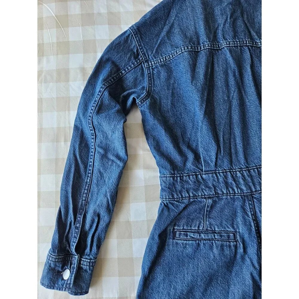 Universal Thread Women's Size 2 Long Sleeve Denim Romper Dark Wash